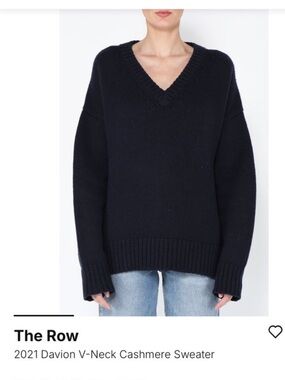 The Row Navy V-Neck Cashmere Sweater
